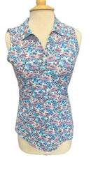 New Scales Gear White Vibrant Travels Sleeveless Polo Size S MSP$80-1