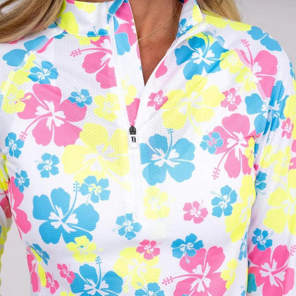 New Taylor Jordan Neon Hibiscus Long Sleeve Sun Shirt MSP$100
