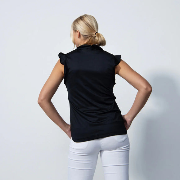 New Daily Sports Black Ruffled Sleeveless Golf Top MSP$94