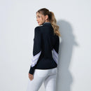 New Daily Sports Bari Dark Navy Lavender Stripe Long Sleeve Golf Top MSP$138-3