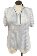 New Greg Norman Women's Geo Print Zip Golf Polo MSP$70-7