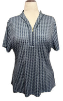 New Greg Norman Women's Geo Print Zip Golf Polo MSP$70-1