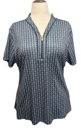 New Greg Norman Women's Geo Print Zip Golf Polo MSP$70