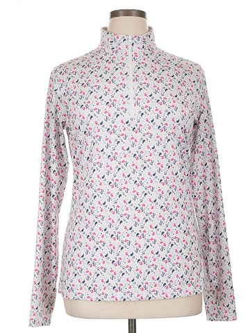 Straight Down Women's White Print Pullover Size XL