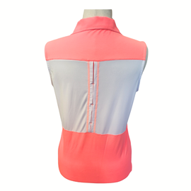 Antigua White & Bright Coral Colorblock Sleeveless Golf Polo Size L - 0