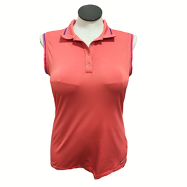 Nike Golf Tour Performance Coral Sleeveless Top w/ Purple Stripe Size L