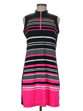 Tail Activewear Black & Pink Striped Sleeveless Golf Dress Size M