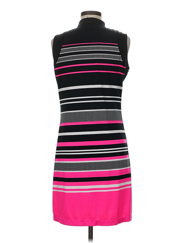 Tail Activewear Black & Pink Striped Sleeveless Golf Dress Size M