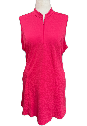 New Greg Norman Hot Pink Textured Sleeveless Golf Dress Size XL MSP$99