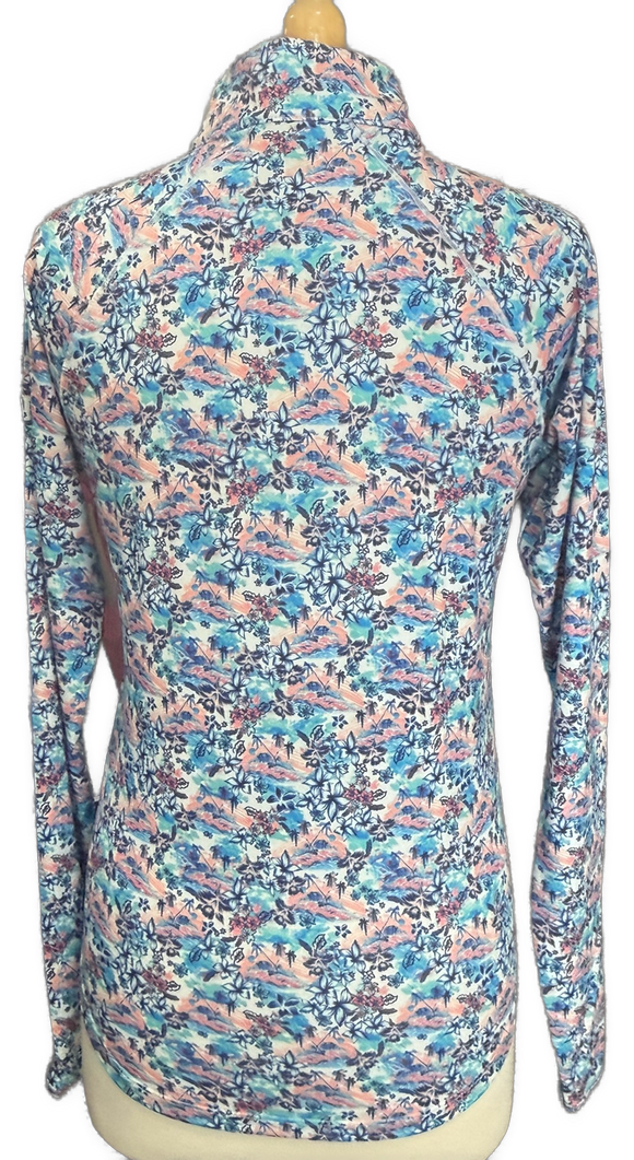 New Scales Women's LS White Vibrant Travels Pullover Size S MSP$85