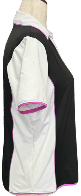 Lady Hagen Black & White Polo Size L w/ Magenta Accents - 0
