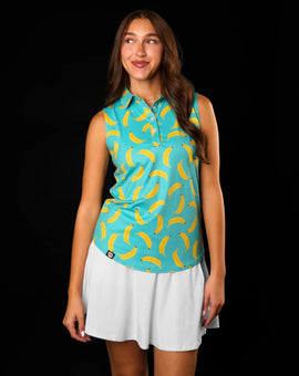 New Sunday Swagger Women's Monkey Business Sleeveless Golf Polo