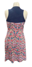 Title Nine Women's Navy & Coral Chevron Patterned Athletic Dress Size M-2