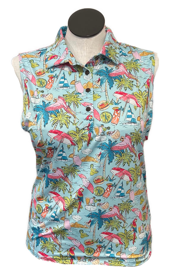 Kenny Flowers Margaritaville Cheeseburger in Paradise Sleeveless Golf Top Size XXL