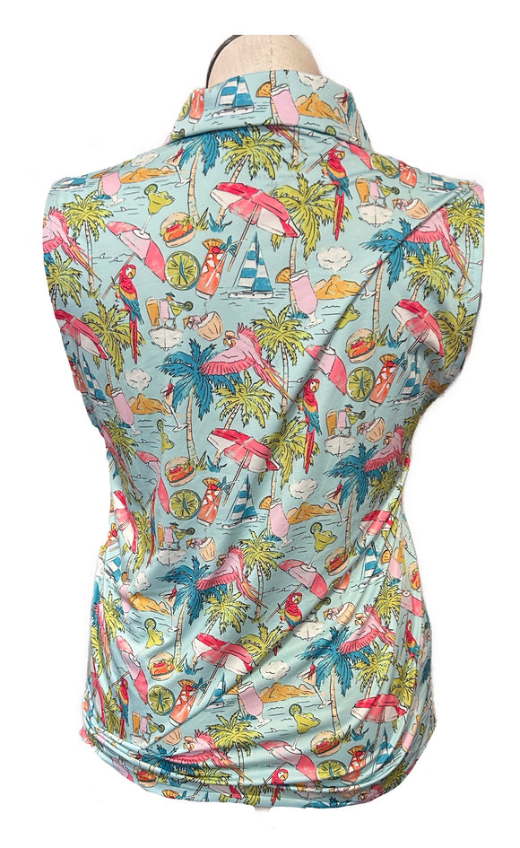 Kenny Flowers Margaritaville Cheeseburger in Paradise Sleeveless Golf Top Size XXL
