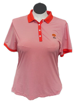 Footjoy Women's Light Red & White Striped Golf Polo w/ Logo Size XL