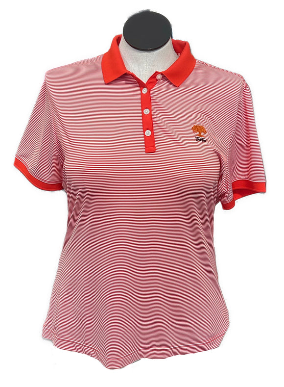 Footjoy Women's Light Red & White Striped Golf Polo w/ Logo Size XL