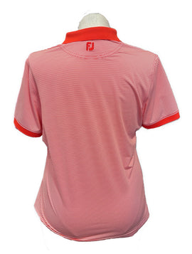 Footjoy Women's Light Red & White Striped Golf Polo w/ Logo Size XL - 0