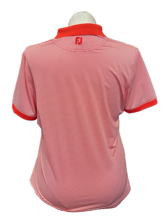 Footjoy Women's Light Red & White Striped Golf Polo w/ Logo Size XL
