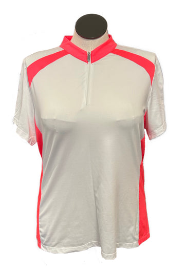 Tail White Label White Golf Top with Bright Coral Trim Size XXL