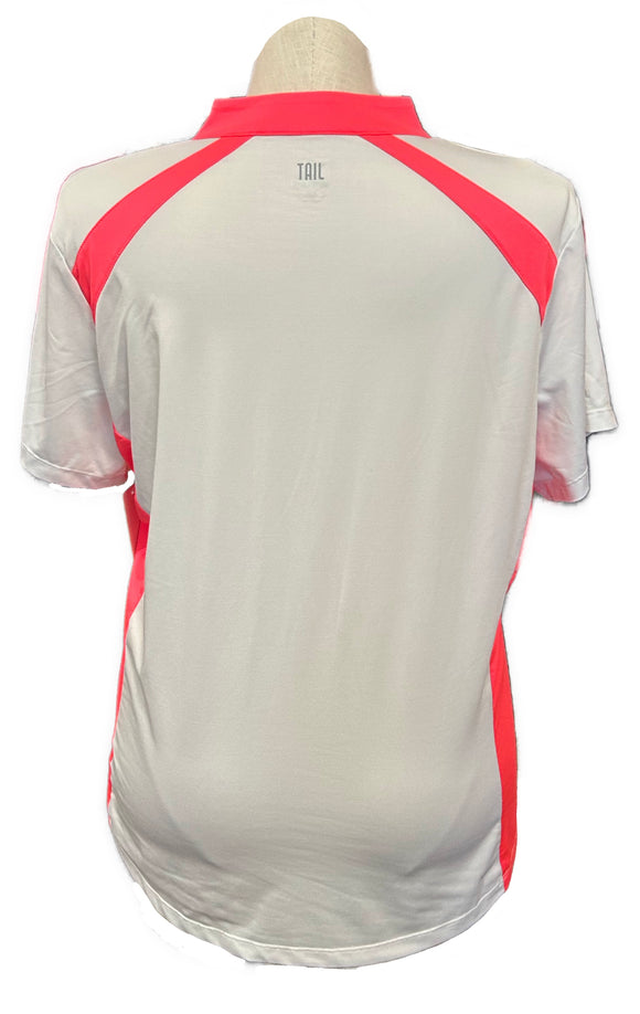 Tail White Label White Golf Top with Bright Coral Trim Size XXL