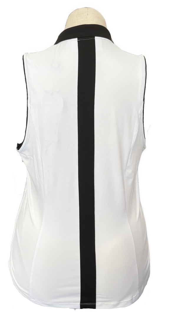 New Scratch Seventy Corey Sleeveless Golf Polo White/Black MSP$75