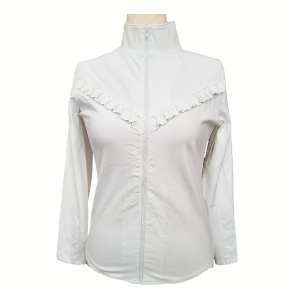 New Smith & Quinn White Frankie Ruffle Full-Zip Jacket Size S MSP$138