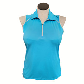 Slazenger Golf Bright Turquoise Sleeveless Polo w/ White Accents Size L