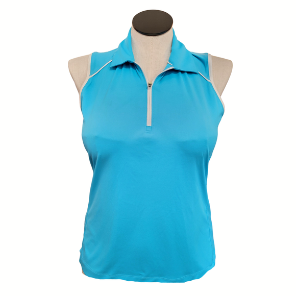 Slazenger Golf Bright Turquoise Sleeveless Polo w/ White Accents Size L
