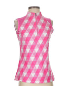 Tail Activewear Bibby Sleeveless Golf Top - Pink Pyramid Geo Size S MSP$96-1