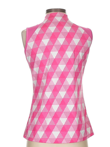 Tail Activewear Bibby Sleeveless Golf Top - Pink Pyramid Geo Size S MSP$96 - 0