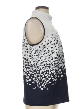 Tail Activewear Deep Navy & White Animal Print Sleeveless Golf Top Size L - 0