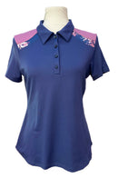 New Lija Women's Mystic Navy Short Sleeve Golf Top Size M MSP$120-1