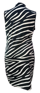 Tail Women's Black & White Wavy Stripe Pattern Sleeveless Golf Dress Size XL-2