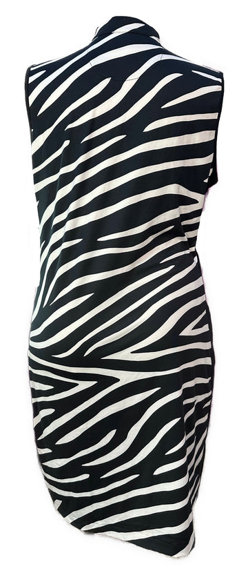 Tail Women's Black & White Wavy Stripe Pattern Sleeveless Golf Dress Size XL - 0