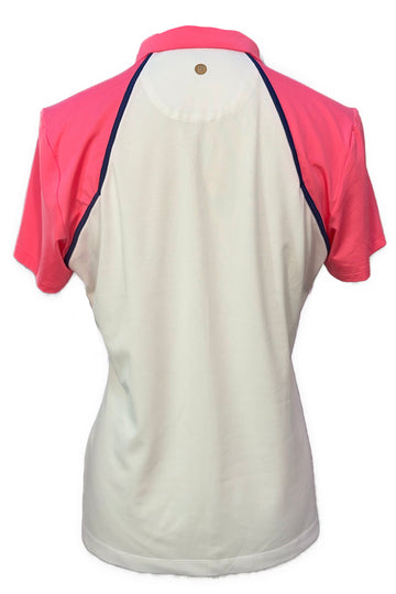 EP NY Women's White, Pink & Navy Short Sleeve Golf Top Size M - 0