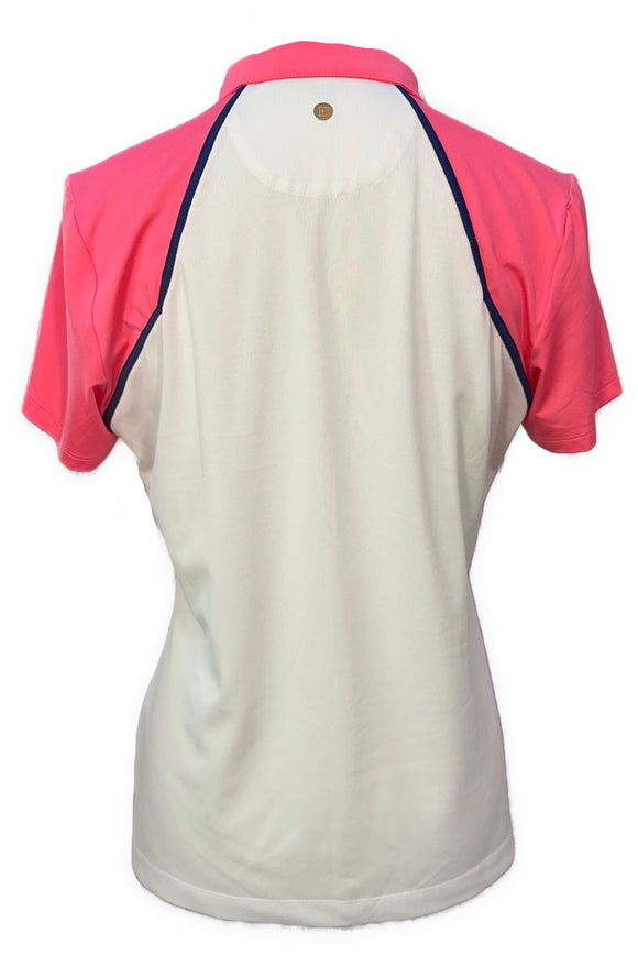 EP NY Women's White, Pink & Navy Short Sleeve Golf Top Size M