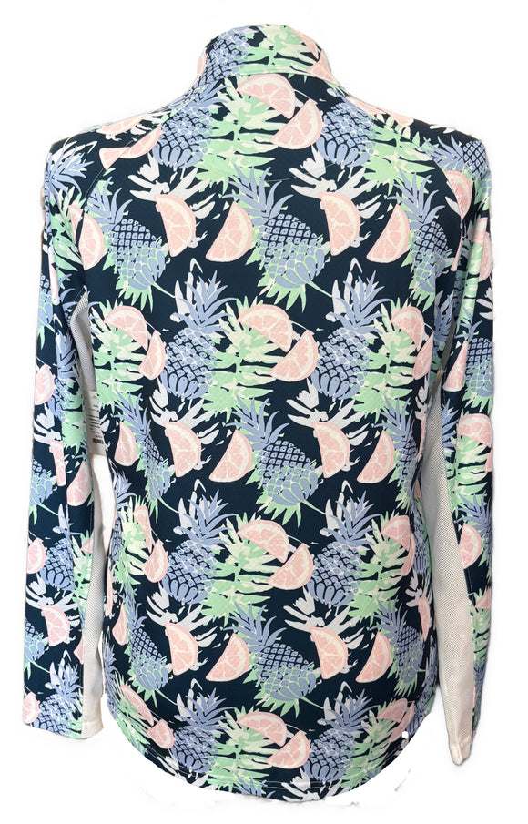 Pebble Beach Women's Navy Pineapple Print Golf Pullover Size XL