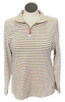 New Lohla Sport Women's White & Khaki Striped Golf Pullover Size XXL MSP$150-2