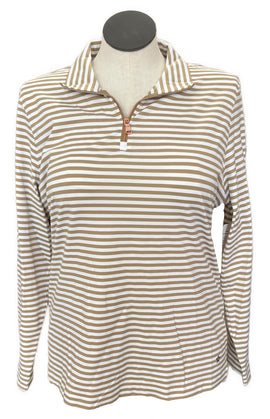 New Lohla Sport Women's White & Khaki Striped Golf Pullover Size XXL MSP$150 - 0