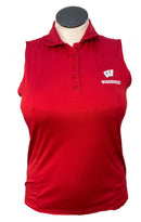 Antigua Red Sleeveless Wisconsin Badger Polo Size L-1