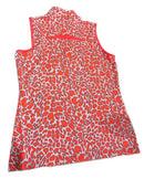 Tail White Label Neon Orange Animal Print Sleeveless Mock Polo Size S-2