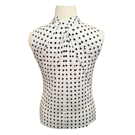 Kinona Black and White  Polka Dot Twist Golf Sleeveless Top Size L