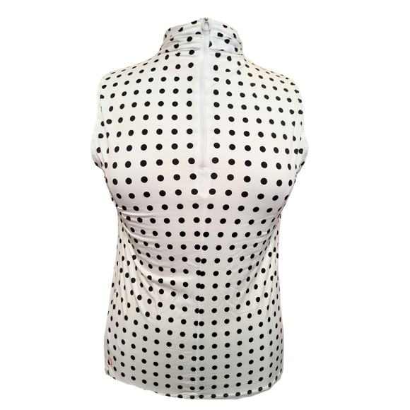 Kinona Black and White  Polka Dot Twist Golf Sleeveless Top Size L