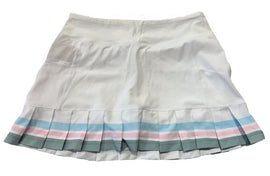 Addison Bay Birdie Pleated Golf Skort White w/ Pastel Stripes Size L - 0