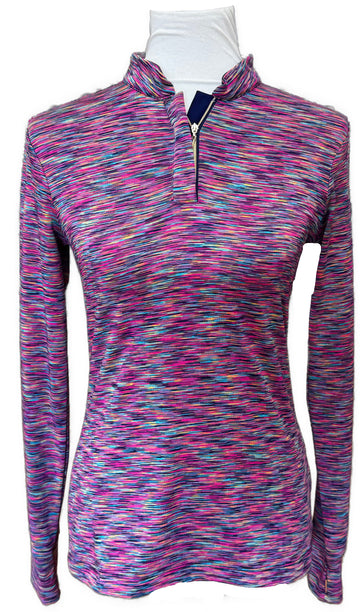 EP NY Women's Rainbow Horizontal Line Patterned Golf Pullover Size XS