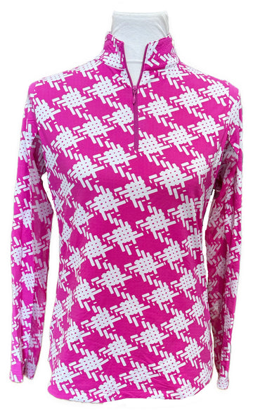 Ibkul Women's Pink & White Patterned Golf Pullover Size S MSP$105