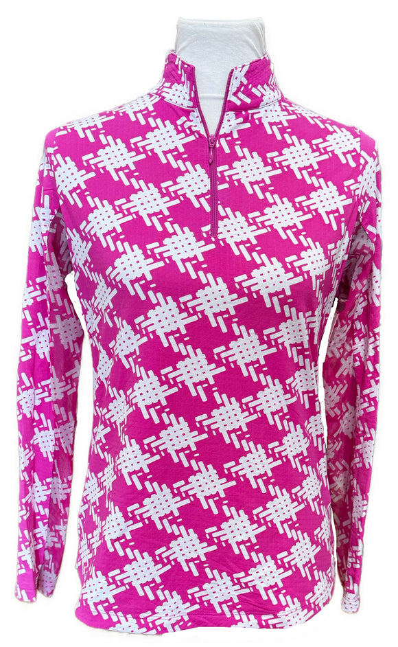 Ibkul Women's Pink & White Patterned Golf Pullover Size S MSP$105
