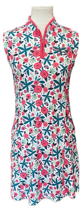 Bermuda Sands Floral Print Dress w/ Indian Lake Logo Size S
