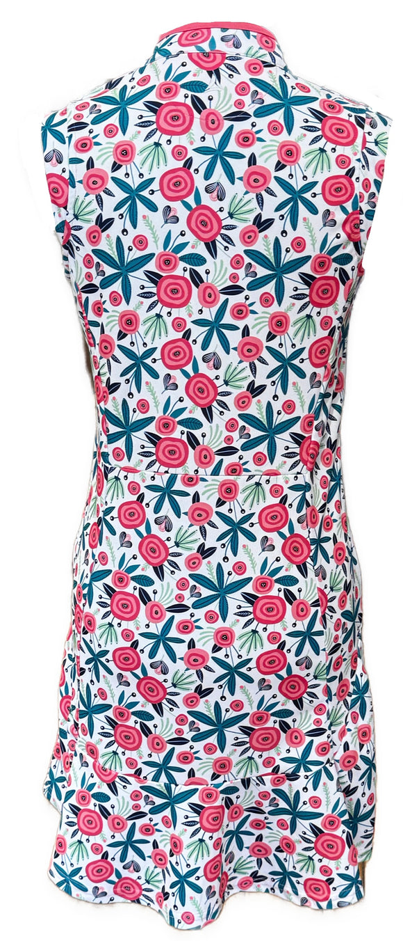 Bermuda Sands Floral Print Dress w/ Indian Lake Logo Size S